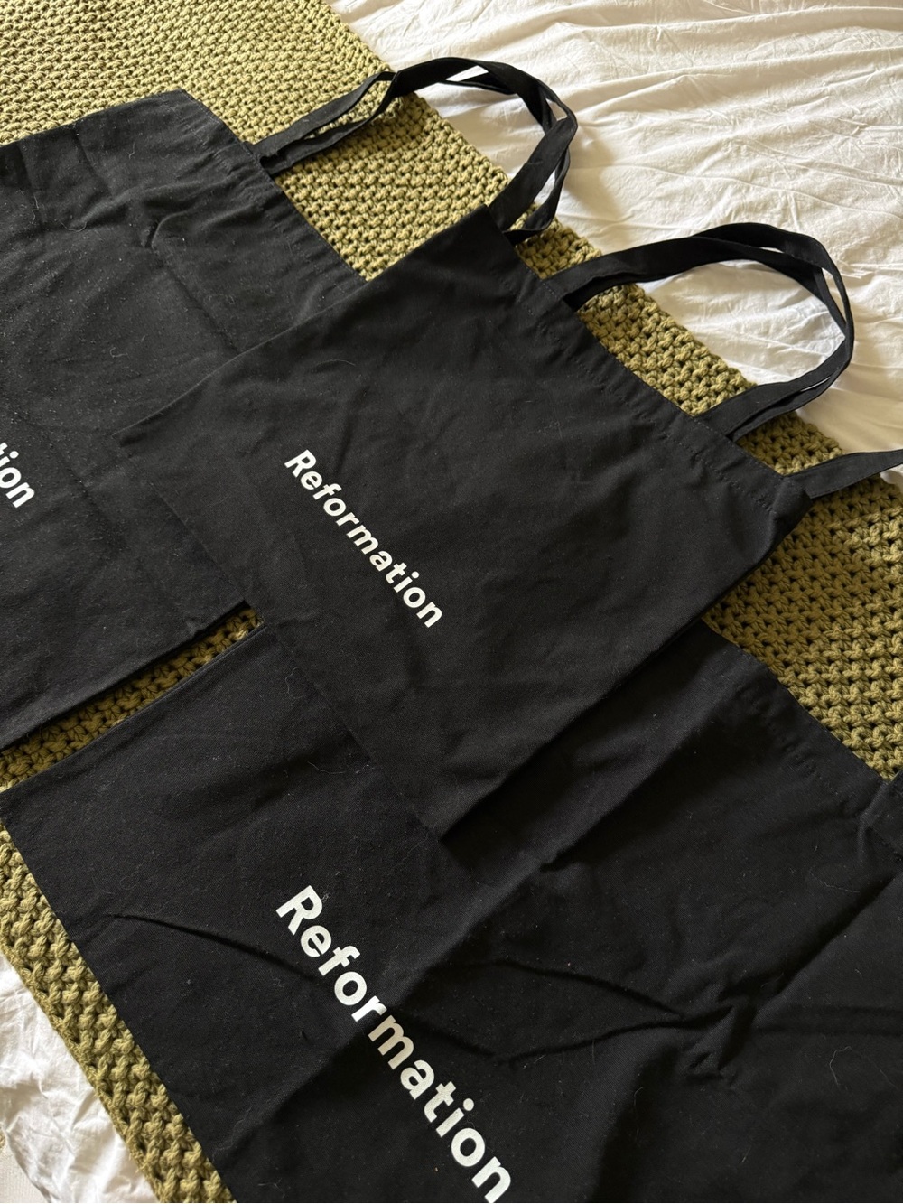 3 Reformation Black Logo Tote Bags